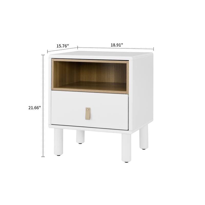 Modern Stylish Freestanding Nightstand with Leather Handle