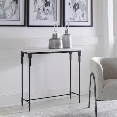 Uttermost Bourges White Marble Console Table