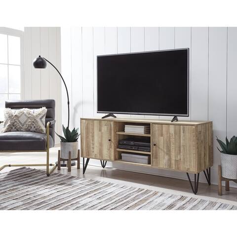 Gerdanet Large TV Stand, Light Brown/Natural - 60" W x 18" D x 27" H - 60" W x 18" D x 27" H