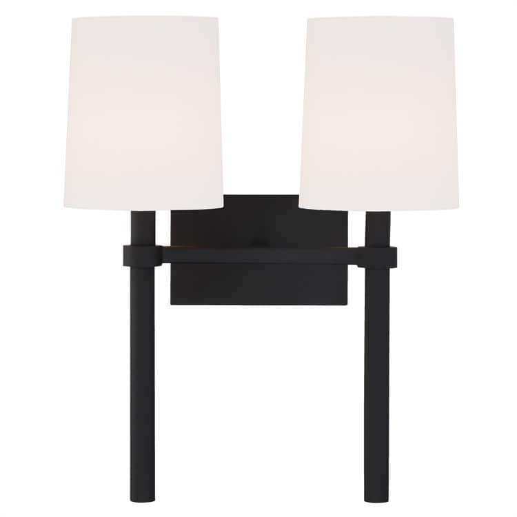 Bromley 2 Light Black Forged Wall Mount - 13.75'' W x 18.37'' H x 7.125'' D