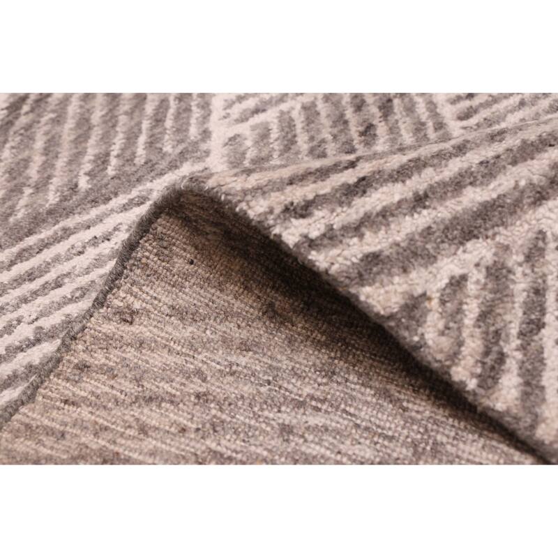 ECARPETGALLERY Hand Loomed Elysian Dark Grey Silk, Wool Rug - 6'0 x 8'11