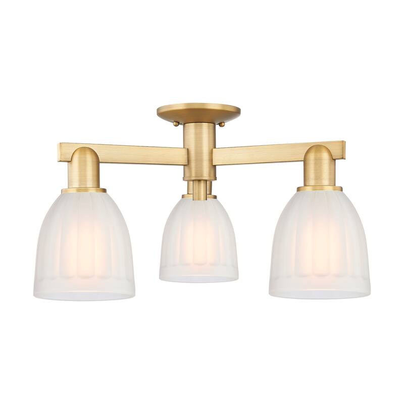 Innovations Lighting 716-3F-12-24 Brookfield Semi-Flush Brookfield 3 - Brushed Brass / White