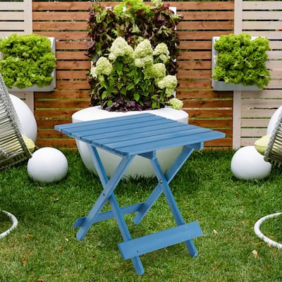 Patio Outdoor Folding Square Table,blue