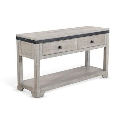 Nelly Sofa Table w Drawer, Shelf, 48 Inch, Black, Gray Mahogany Wood