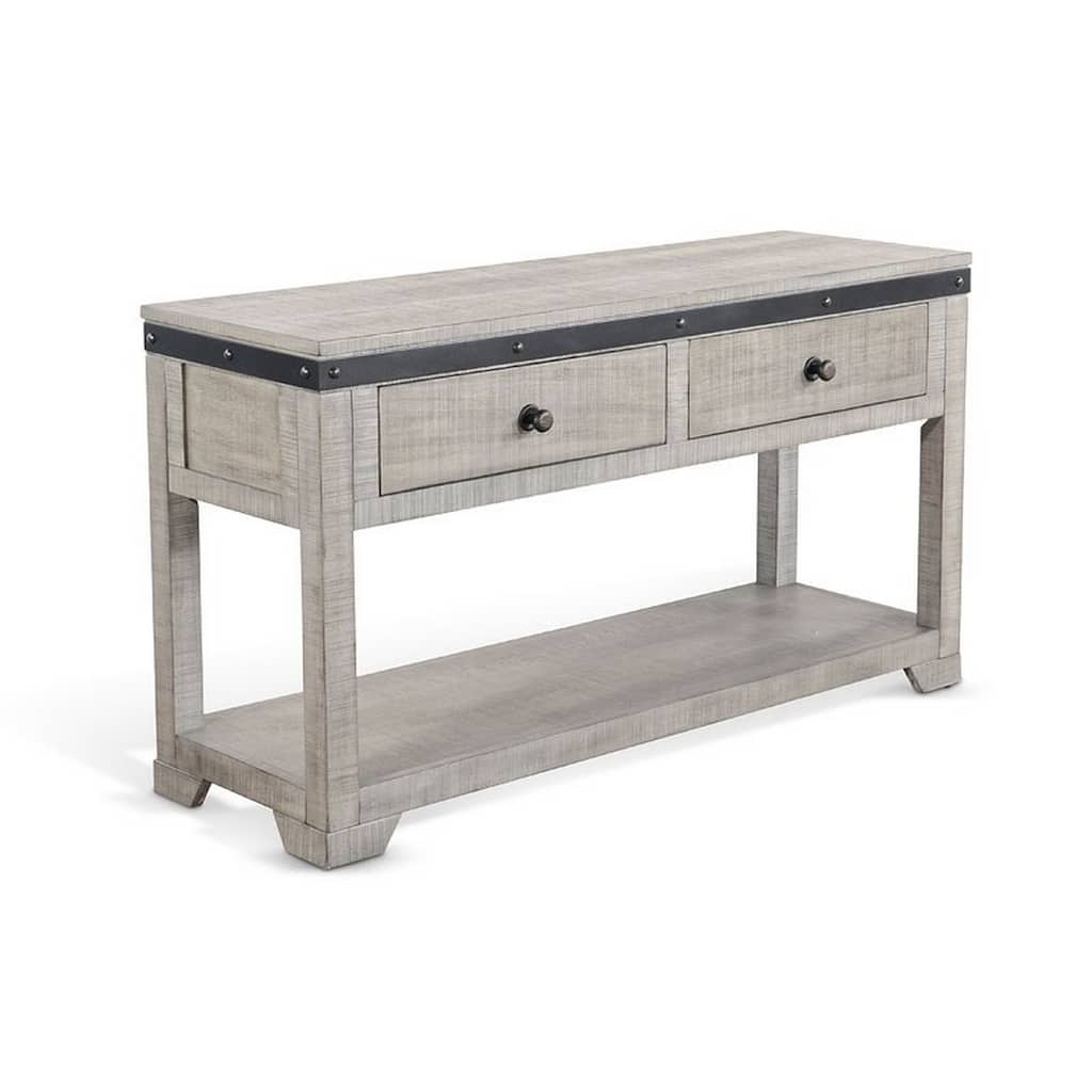 Nelly Sofa Table w Drawer, Shelf, 48 Inch, Black, Gray Mahogany Wood