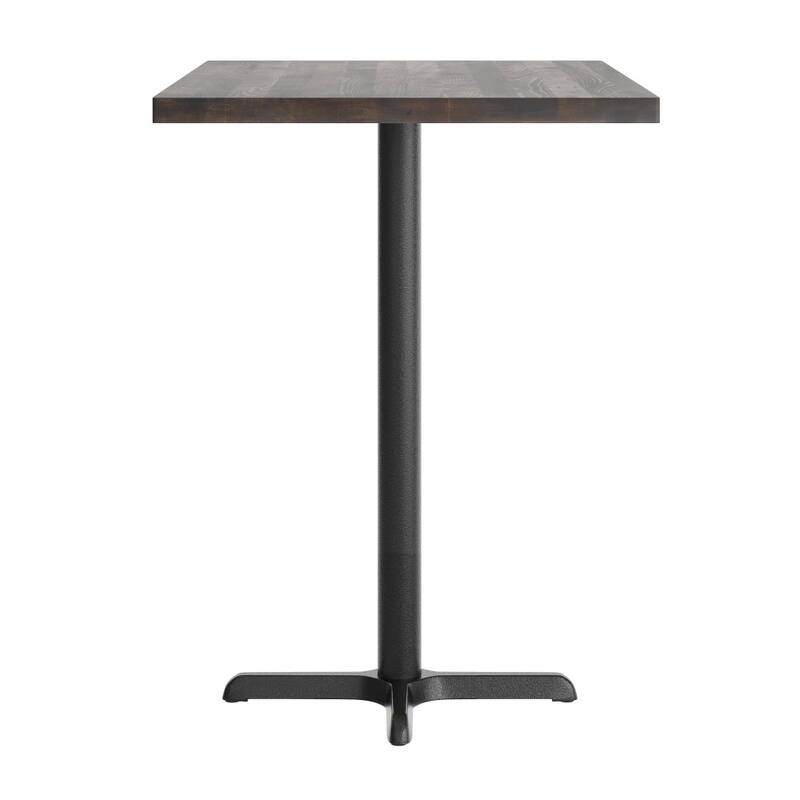 Rectangular Solid Wood Commercial Tabletop with 23.5" x 29.5" Bar Height X-Base - 30"W x 48"D x 42"H
