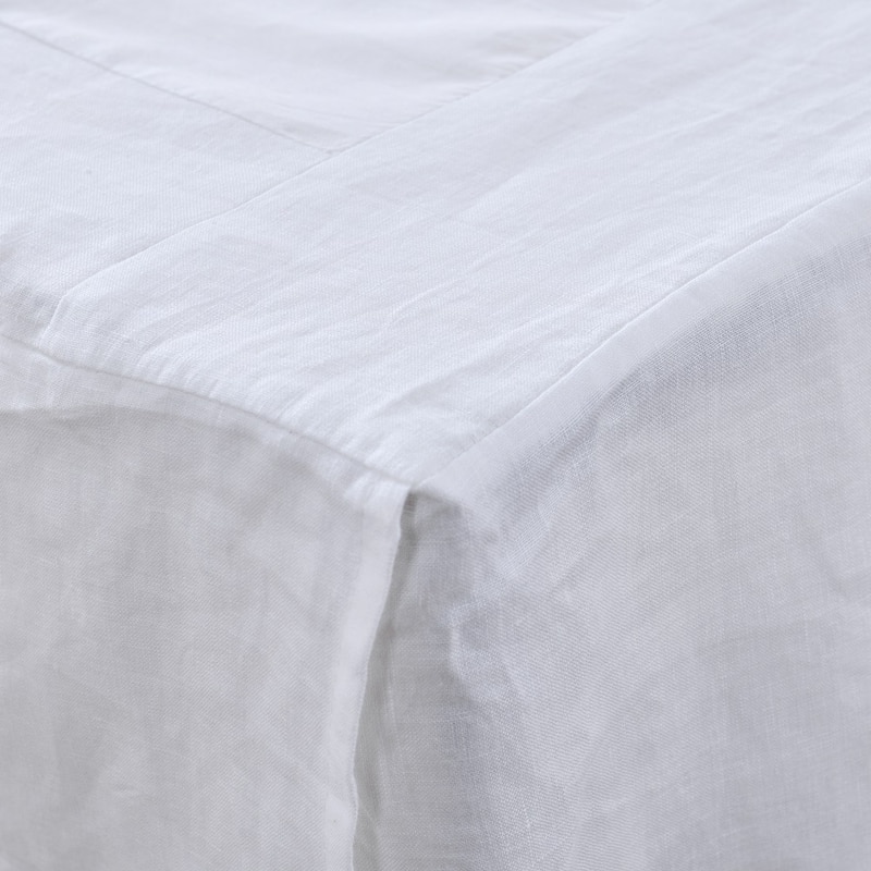 WHOLINENS Linen Bed Skirt 16 inches Drop Stone Washed Box Pleat