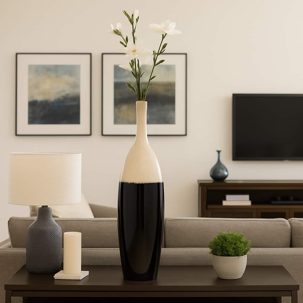 Ceramic Alondra Floor Decorative Vase - White, 31 in.