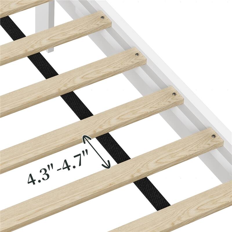 Yaheetech Farmhouse Wooden Bed Frame with Headboard No Box Spring Needed