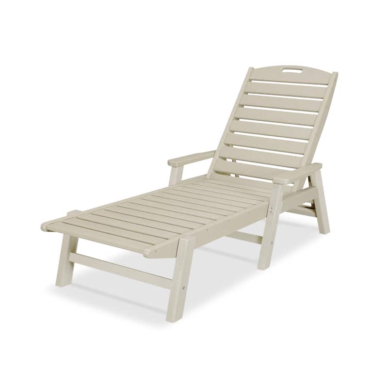 POLYWOOD Nautical Outdoor Chaise Lounge with Arms, Stackable - Sand