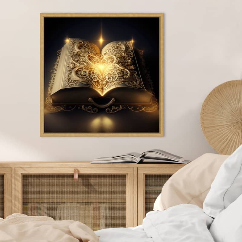 Divine Book of Love by Jake Fouracre Framed Canvas Wall Art Print - Sylvie Bright Gold