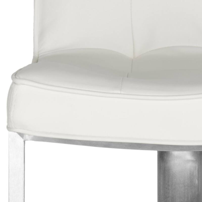 SAFAVIEH Lyndy 24.8-34.2-inch White Leather Adjustable Swivel Bar Stool - 20.1" x 16.5" x 29.9" - 20Wx17Dx30H