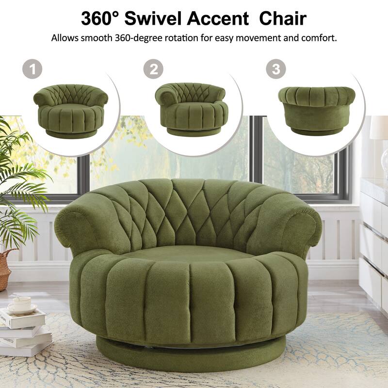 360° Swivel Accent Chair - Modern Barrel Club Chair for Living Room, Bedroom, Office Seating