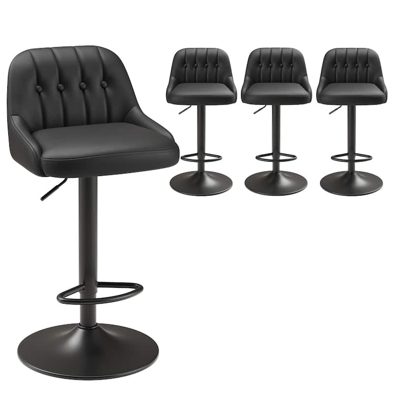 RENEWLINE Adjustable Height Bar Stools with Back, 360° Swivel PU Leather Counter Stools( Set of 1/2/3/4/6)for Kitchen Island
