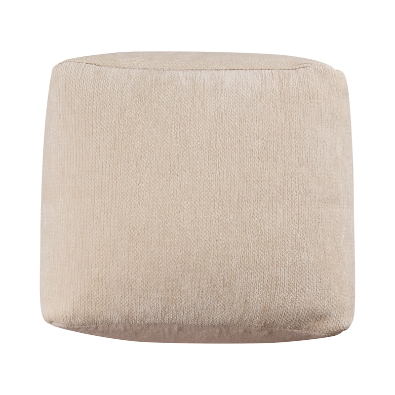 HomeRoots 18" Ivory Chenille Cube Pouf Ottoman
