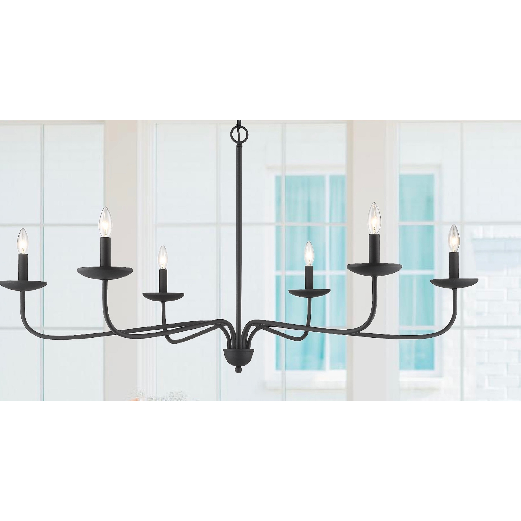 CFC Lighting 6 Light Black Simple Candle Style 50 Diameter Large Chandelier