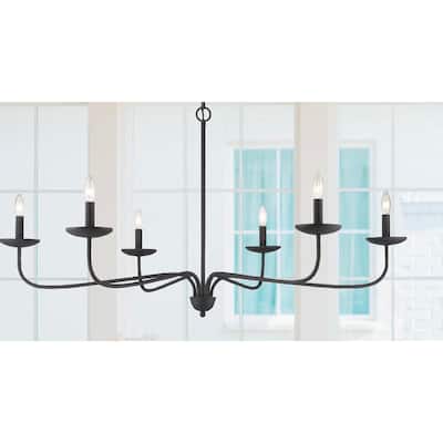 6-light Black Simple Candle Style 50" Diameter Large Chandelier