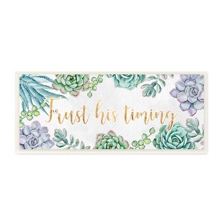 Stupell Trust His Timing Sentiments Green Succulent Plants Wood Wall ...