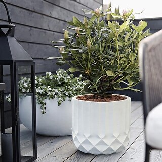 Round Modern Indoor or Outdoor White MgO Planter