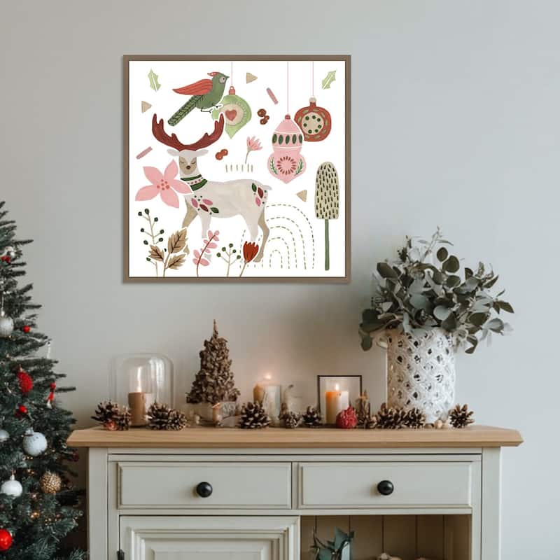 Reindeer Wishes V by Melissa Wang (22 x 22 in.), Framed Canvas Wall Art Print - Sylvie Dark Gold