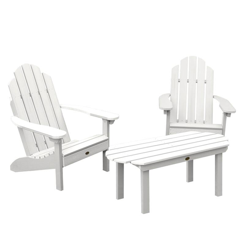 Highwood Classic Adirondack Chair Set with Coffee Table - White