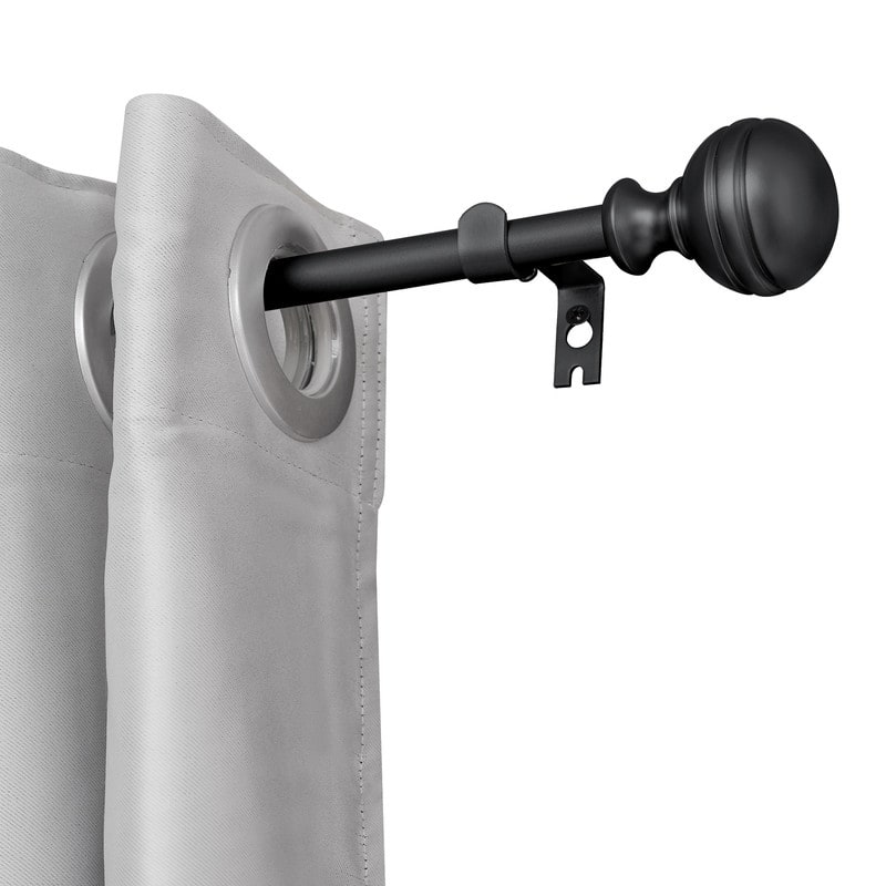 UTOPIA ALLEY 5/8 Inch Curtain Rod - Adjustable Drapery Rods, Bedroom & Living Room Decorative Curtain Rods - 86"-120" - BLACK