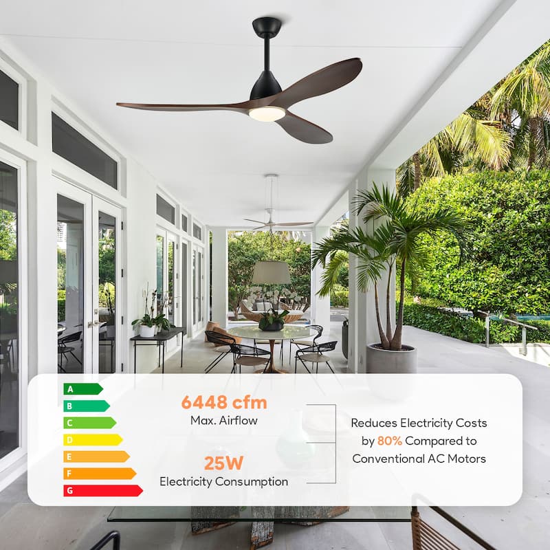 CO-Z Mid-century Modern 3 - Blade Smart LED Ceiling Fan with Dimmable Light and Remote