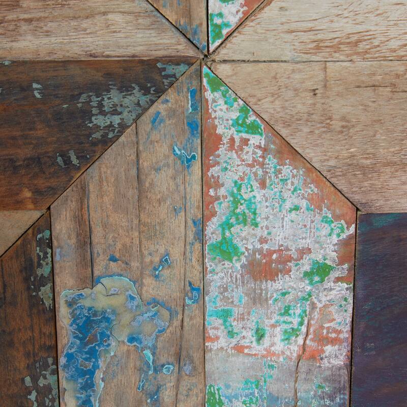 Brown Teak wood Rustic Wall Decor (Set of 2) - 17 x 2 x 17