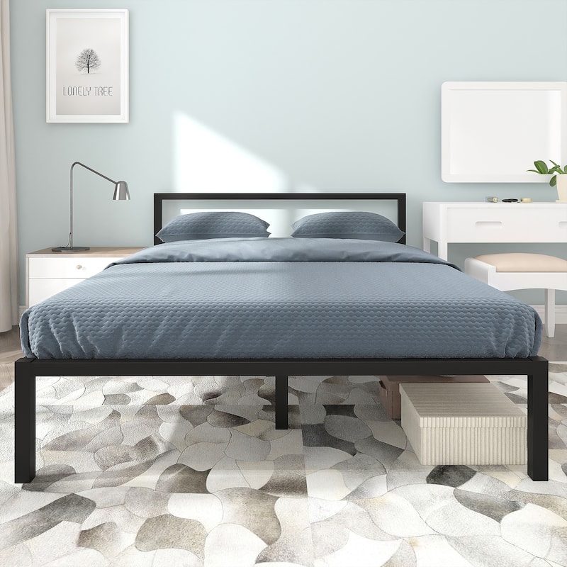 Metal Platform Bed Frame with Headboard