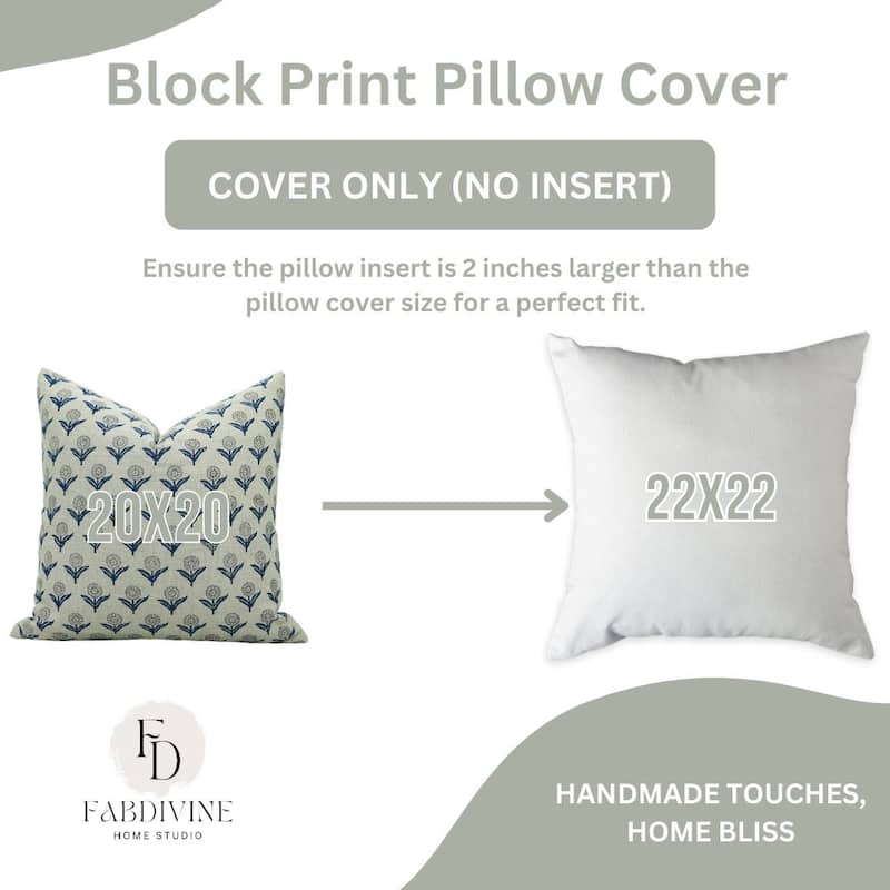 Fabdivine Bohemian Linen Pillow Cover Handmade Floral Farmhouse Décor, Gandapushp