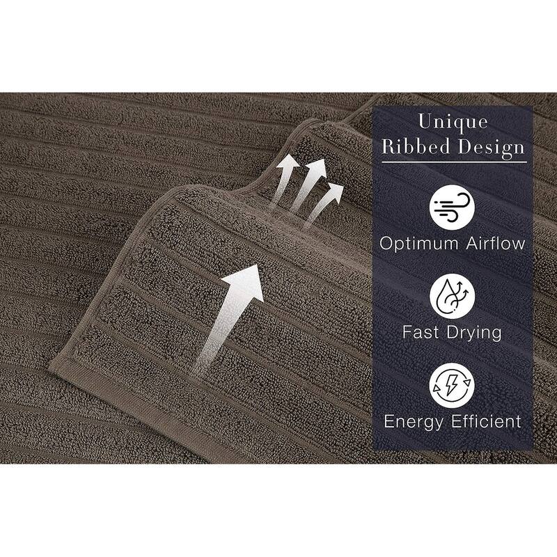Classic Turkish Towels Plush Ribbed Cotton Luxurious Bath Sheets (Set of 3) 40x65" - 40x65