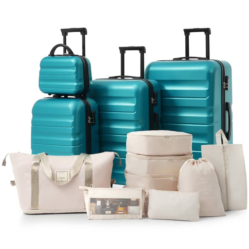 4-Piece, Modern Hard-Shell Luggage, Lightweight Luggage with Spinner Wheels, for Boarding Travel, Blue