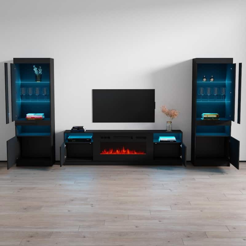 York 02 Electric Fireplace Wall Unit Entertainment Center