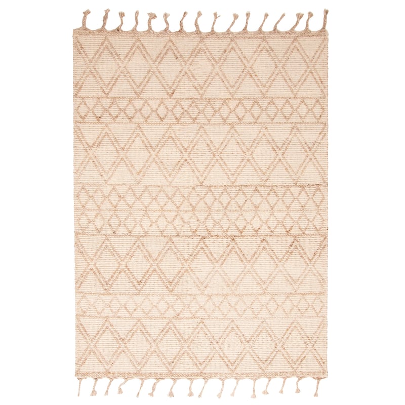 ECARPETGALLERY Braid weave Sienna Beige Wool Rug - 5'1 x 7'1