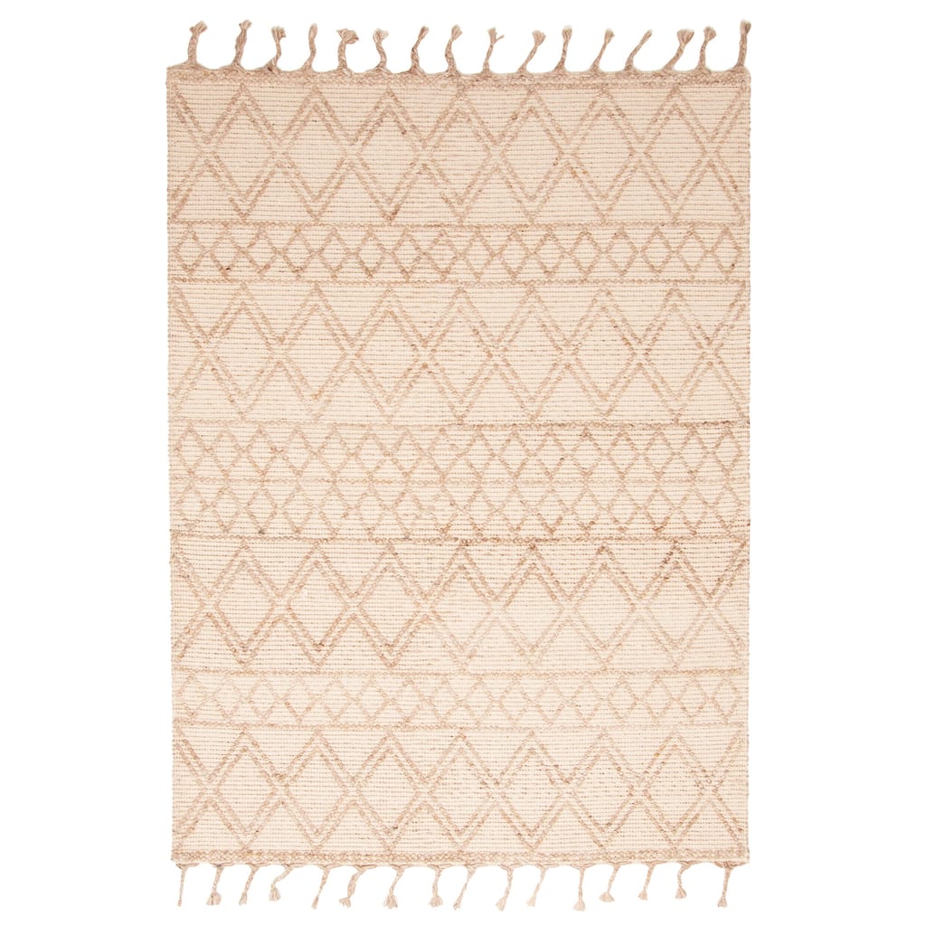 ECARPETGALLERY Braid weave Sienna Beige Wool Rug - 5'1 x 7'1