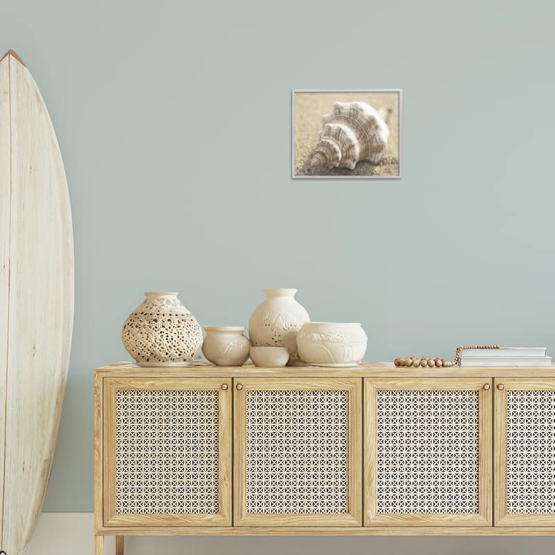 Stupell Neutral Tone Conch Shell Framed Giclee Art Design By Dora Rotondella