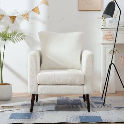 White 26.77" Upholstered Arm Chair