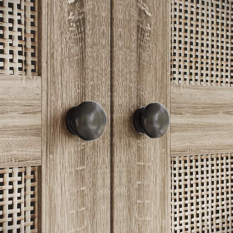 Rattan-Accented Wardrobe - Spacious Clothing Organizer with Style