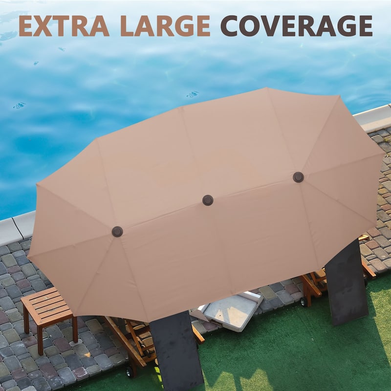 Ainfox 13Ft Large Outdoor Patio Umbrella with Crank With Base