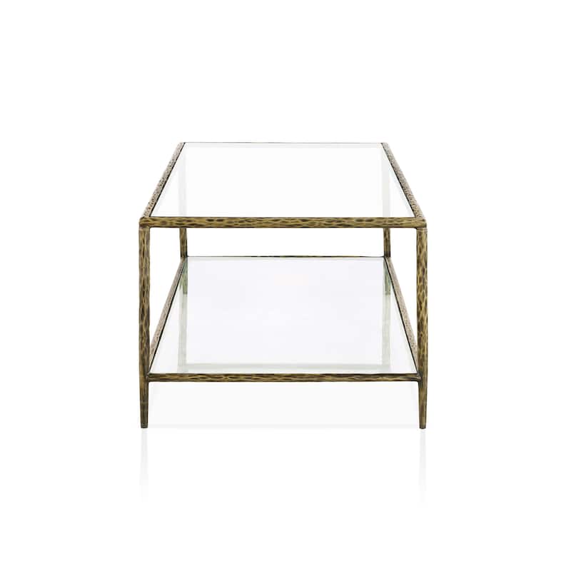 247 Shop At Home Lalia Modern Hammered Metal 3-Piece 1-Shelf Coffee Table Set