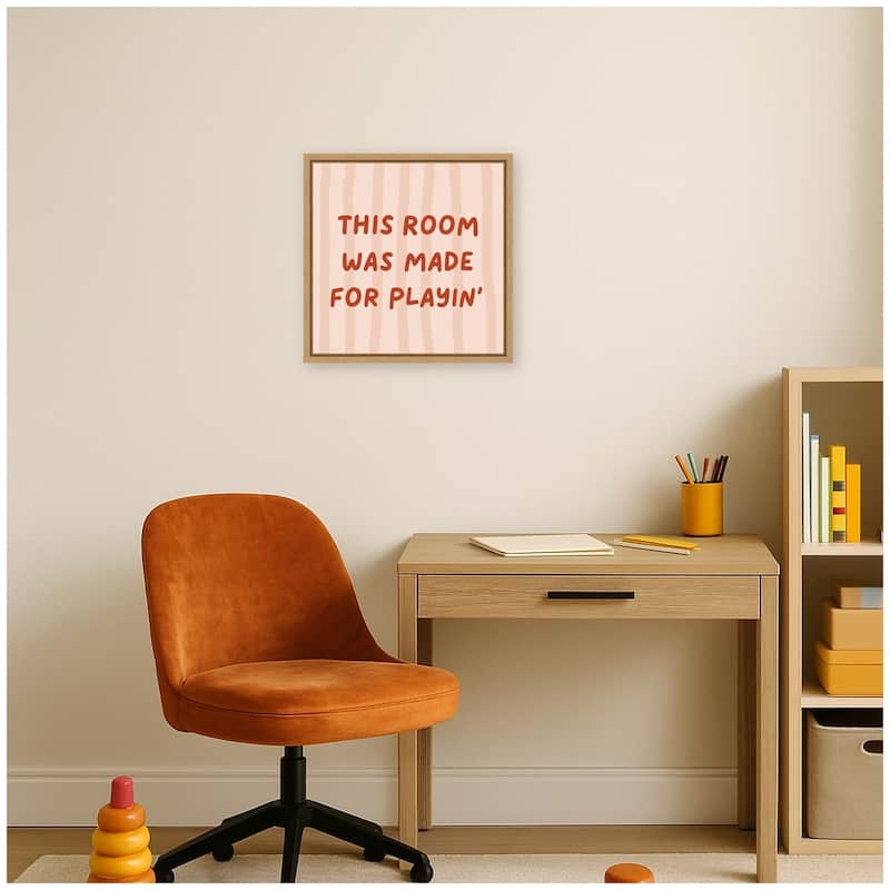 Kate and Laurel This Room Was Made For Playing Square by Laura Moss Framed Canvas Wall Art Print