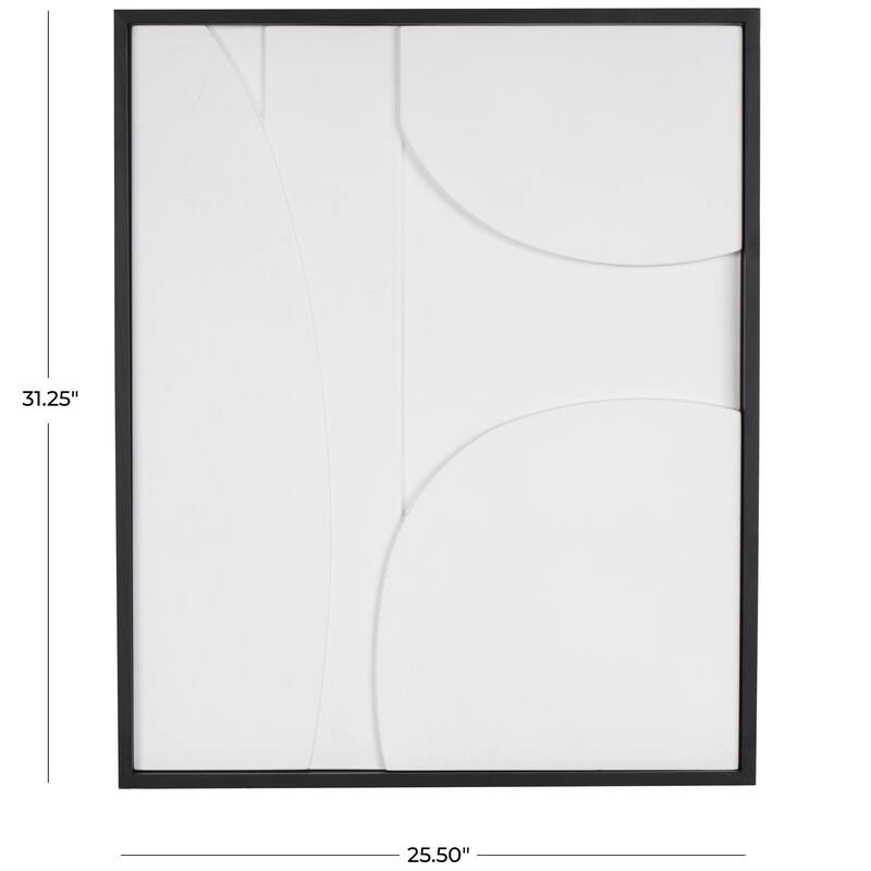 Wood Geometric Dimensional Art Deco Arched Living Room Wall Decor with Brown or Black Frame - Cream or White - Roche River Decor