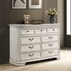preview thumbnail 8 of 14, Roundhill Furniture Maderne Traditional Wood 9-Drawer Dresser Antique White