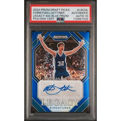 Christian Laettner 2024 Panini Prizm DP Blue Card #LSCHL Auto PSA 10 93/99 - 8' x 11'
