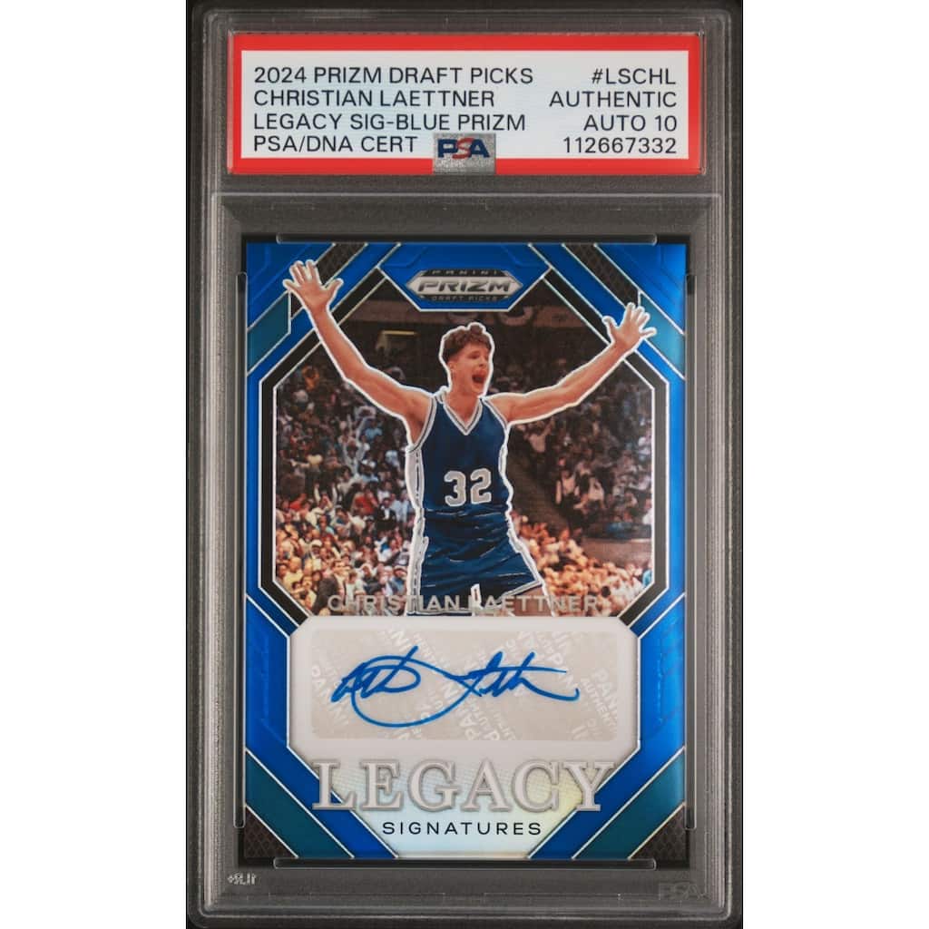 Christian Laettner 2024 Panini Prizm DP Blue Card #LSCHL Auto PSA 10 93/99 - 8' x 11'