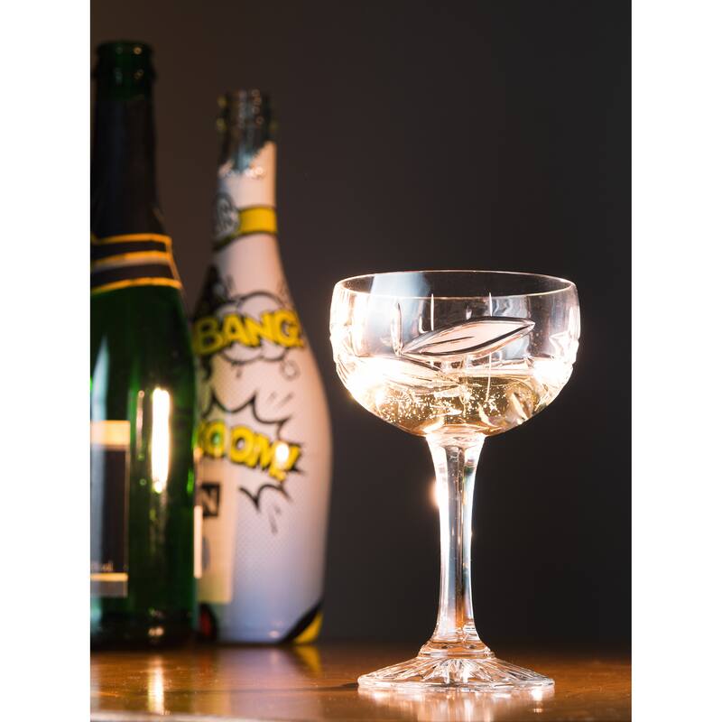 Crystal Champagne Glasses- Flute - Saucer - Set of 6 - 6 Oz.-Majestic