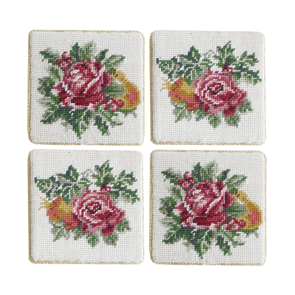 Victorian Christmas Coaster Petit Point Coaster