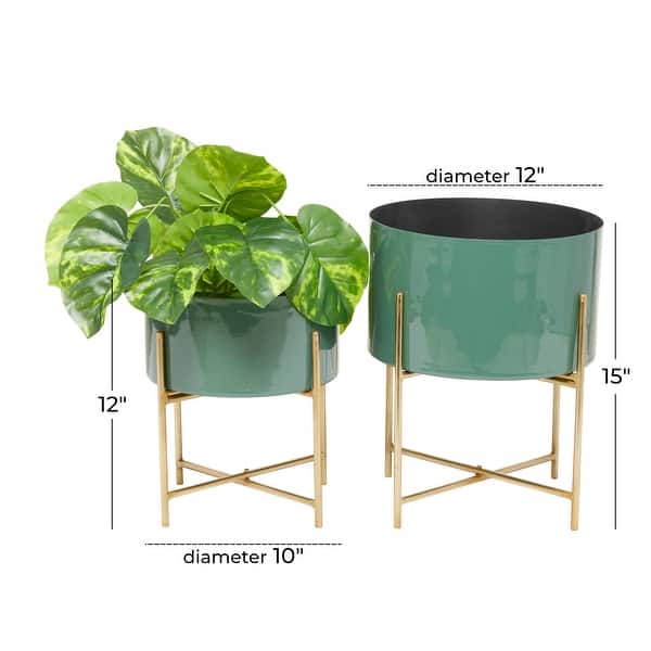 dimension image slide 6 of 7, Iron Contemporary Planter (Set of 2) - S/2 12", 16"H