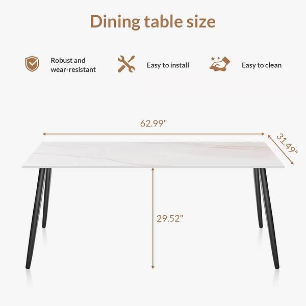 Dining Table with Sintered Stone Top and Carbon Steel Legs - Bed Bath ...