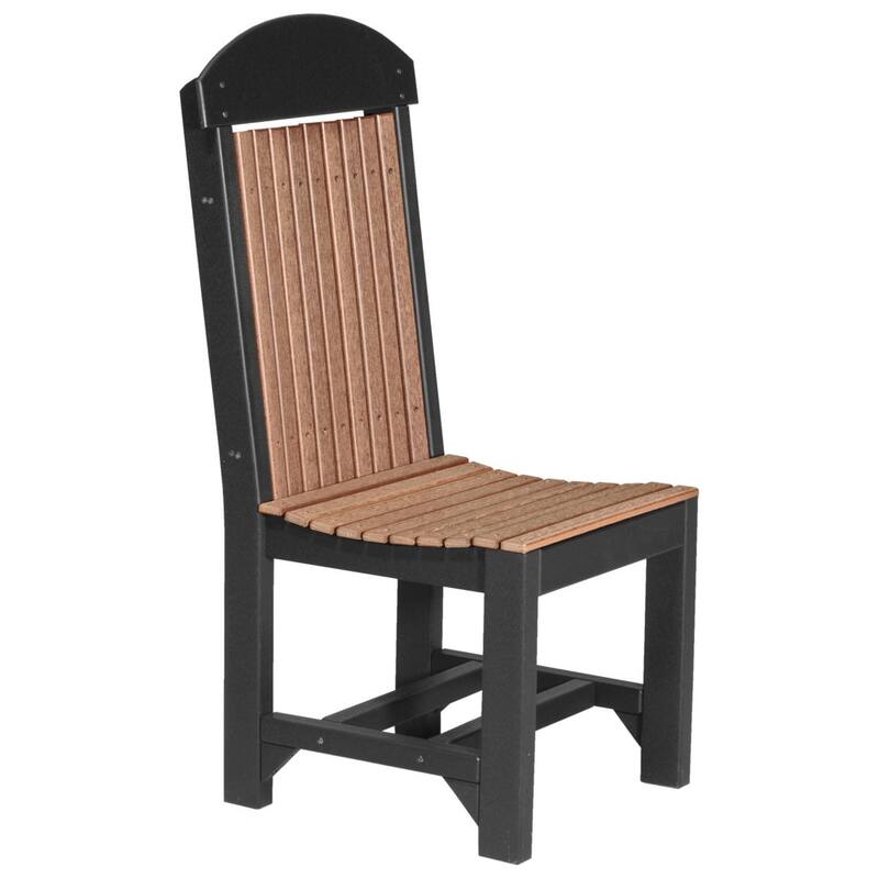 Set of 4 Poly Lumber Classic Dining Chairs - Side Chair - Antique Mahogany Woodgrain & Black - Dining Height